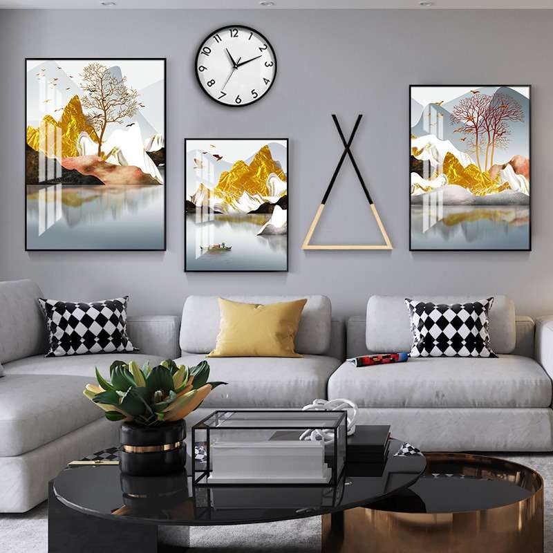 Tranh canvas treo tường bộ 3 bức decor phòng khách Decor Hà Nội